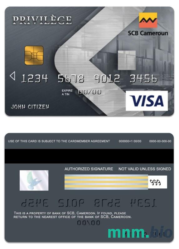 Cameroon SCB bank visa privilege karta przykład w formacie PSD